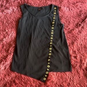 Rafaella Black Tank with Gold Grommet Trim